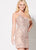 Ellie Wilde - EW21931S Sparkly Glitter Tulle Sheath Cocktail Dress In Pink and Orange