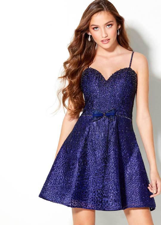 Ellie Wilde - EW21932S Sweetheart Neckline Beaded Cocktail Dress In Blue