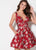 Ellie Wilde - EW21934S V-Neck Floral Printed A-line Dress In Red and Multi