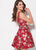 Ellie Wilde - EW21934S V-Neck Floral Printed A-line Dress In Red and Multi
