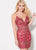 Ellie Wilde - EW21936S Embroidered Lace Deep V-neck Sheath Dress In Pink