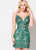 Ellie Wilde - EW21936S Embroidered Lace Deep V-neck Sheath Dress In Green