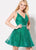Ellie Wilde - EW21937S Embellished Plunging V-neck A-line Dress In Green