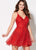 Ellie Wilde - EW21937S Embellished Plunging V-neck A-line Dress In Red