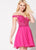 Ellie Wilde - EW21939S Off Shoulder Illusion Lace-Up Cocktail Dress In Pink