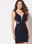 Ellie Wilde - EW21942S Embellished Deep V-neck Sheath Dress In Blue