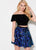 Ellie Wilde - EW21943S Velvet Top Sequined Skirt Two-Piece Dress In Black and Multi