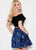 Ellie Wilde - EW21943S Velvet Top Sequined Skirt Two-Piece Dress In Black and Multi
