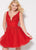 Ellie Wilde - EW21945S Beaded Embroidered Lace Empire Dress In Red