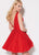 Ellie Wilde - EW21945S Beaded Embroidered Lace Empire Dress In Red