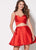 Ellie Wilde - EW21947S Two Piece Stretch Satin A-line Dress In Red