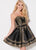 Ellie Wilde - EW21948S Embroidered Semi-Sweetheart Cocktail Dress In Black and Gold
