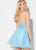 Ellie Wilde - EW21950S Jeweled Lace V-Neck Bodice Dress In Blue
