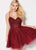 Ellie Wilde - EW21950S Jeweled Lace V-Neck Bodice Dress In Red