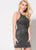 Ellie Wilde - EW21952S Halter Lace Up Back Beaded Sheath Dress In Gray