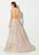 Ellie Wilde - EW21953 Lace Up Beaded Tulle Backless Gown In Neutral