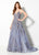 Ellie Wilde - EW21953 Lace Up Beaded Tulle Backless Gown In Purple