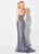Ellie Wilde - EW21954 Glitter Motif Long Mermaid Gown In Purple and Gray