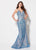 Ellie Wilde - EW21954 Glitter Motif Long Mermaid Gown In Blue and Gray