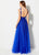 Ellie Wilde - EW21955 Trickling Floral Embroidered A-Line Gown In Blue