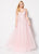 Ellie Wilde - EW21955 Trickling Floral Embroidered A-Line Gown In Pink