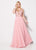 Ellie Wilde - EW21958 Floral Embroidered Tulle Bodice Gown In Pink