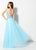 Ellie Wilde - EW21960 Scroll Motif Embroidered Illusion Gown In Blue