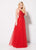 Ellie Wilde - EW21960 Scroll Motif Embroidered Illusion Gown In Red