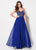 Ellie Wilde - EW21961 Beaded Bodice Crisscross Back Long Gown In Blue