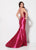 Ellie Wilde - EW21962 Plunging V-neck Stretch Satin Mermaid Gown In Pink