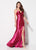 Ellie Wilde - EW21962 Plunging V-neck Stretch Satin Mermaid Gown In Pink