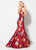 Ellie Wilde - EW21963 Sleeveless V-Neckline Fitted Mermaid Gown In Red and Multi