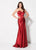 Ellie Wilde - EW21964 Sweetheart Strapless Pleated Trumpet Gown In Red
