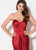 Ellie Wilde - EW21964 Sweetheart Strapless Pleated Trumpet Gown In Red