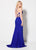 Ellie Wilde - EW21966 Wrap Bodice High Slit Trumpet Gown In Blue
