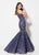 Ellie Wilde - EW21967 V-Neckline Embellished Mermaid Gown In Blue