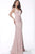 Jovani - 66682 V-neck Satin Sheath Dress In Pink