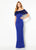 Cameron Blake - 219682 Lace Appliqued Off-Shoulder Dress In Blue