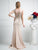 Cinderella Divine - Cap Sleeve Illusion Bateau Metallic Lace Gown in Neutral