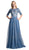 Cinderella Divine - CR813 Embellished Floral A-Line Dress In Blue