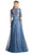 Cinderella Divine - CR813 Embellished Floral A-Line Dress In Blue