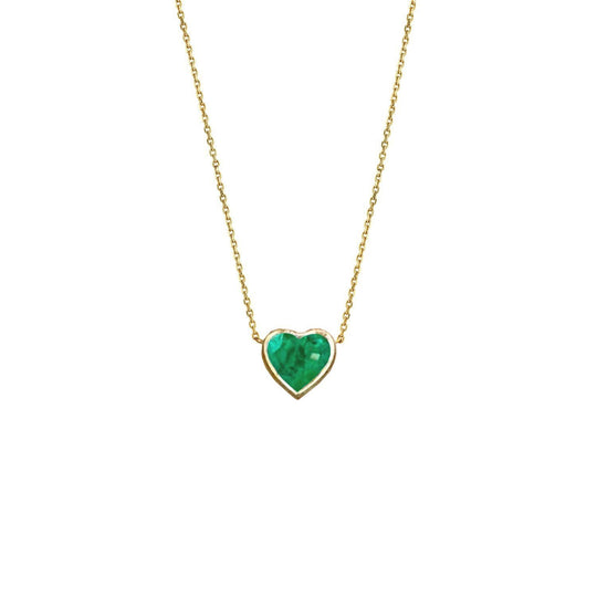 New! Floating Heart Shaped Emerald Necklace