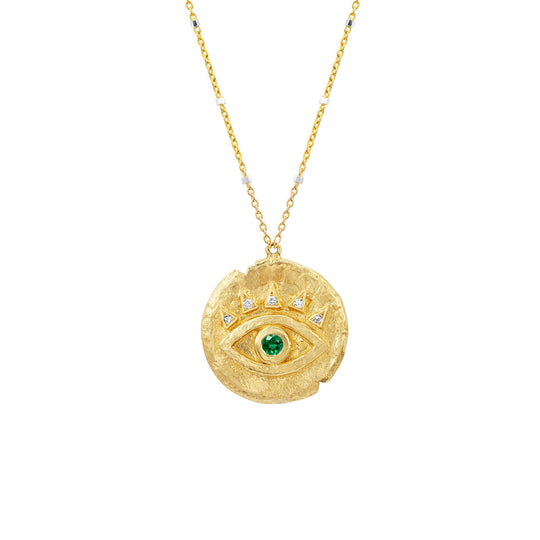 NEW! Emerald Baby Eye of Protection Coin Pendant