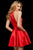 Sherri Hill - 53127 Halter Neck Racerback Satin Short Dress In Red