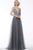 Jovani - 60294 Deep Neck Beaded A-line Dress In Gray
