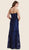 Rina Di Montella - RD2624 Embroidered Strapless Fitted Evening Gown in Blue