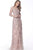 Jovani - 59376 Floral Embroidered A-Line Evening Dress In Pink