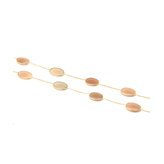 Milky Moonstone Long Station Necklace in 18k Yellow Gold