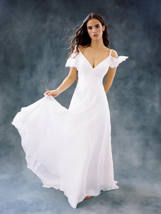 Wilderly Bride by Allure Bridals - F107 Flutter Cap Sleeve Bridal Gown In White