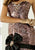 Blush - Strapless Printed Long Gown with Black Ribbon Accent 9284 In Print